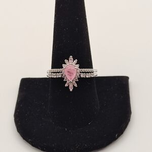 Elegant Pink and Silver Women's Ring